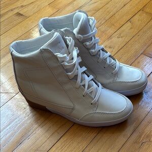 Sorel White High-Top Sneakers with Hidden Wedge